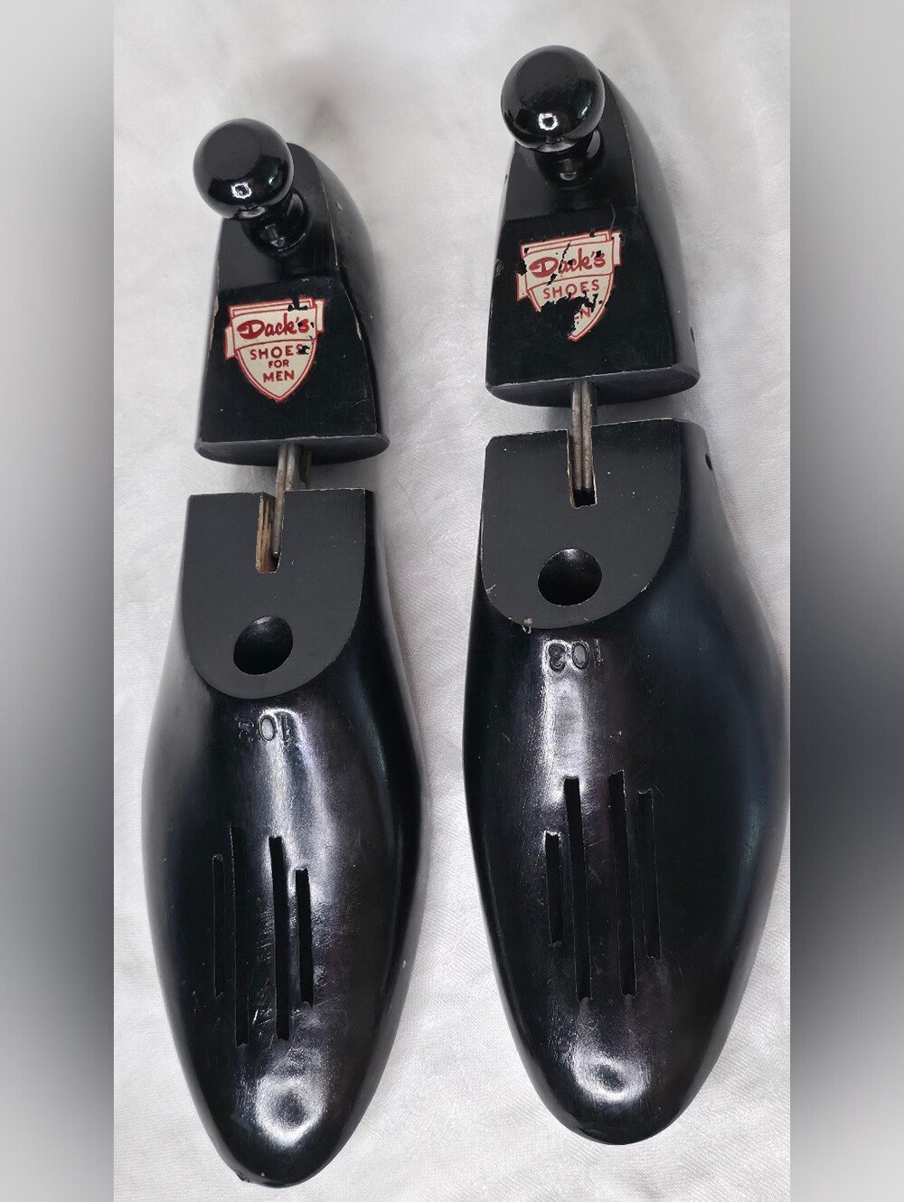 Dacks Black Wooden Shoe Trees Stretchers Men Size 8.5 Oxfords Loafers VTG